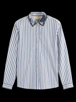 Beaded Collar Button Down Shirt