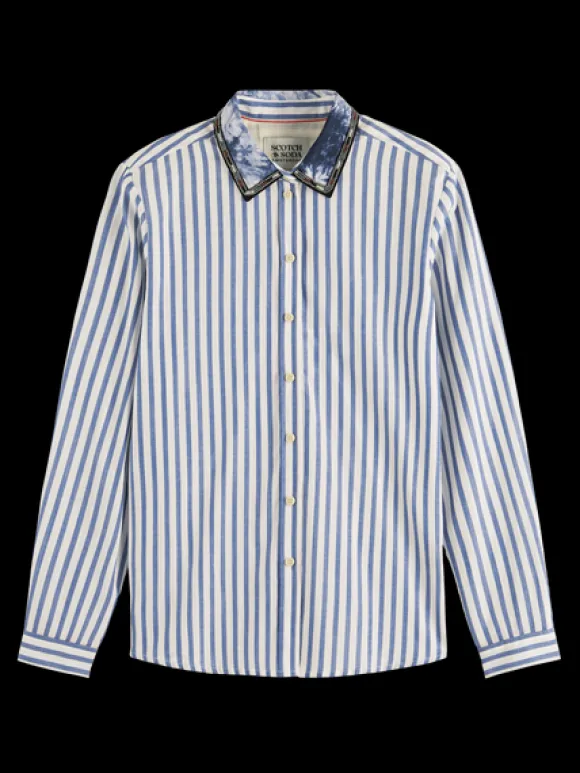 Beaded Collar Button Down Shirt