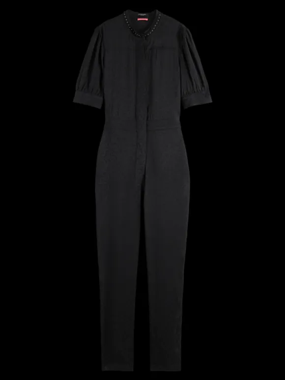 Beaded Collar Jumpsuit