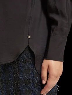 Beaded Collar Relaxed Button Down Shirt