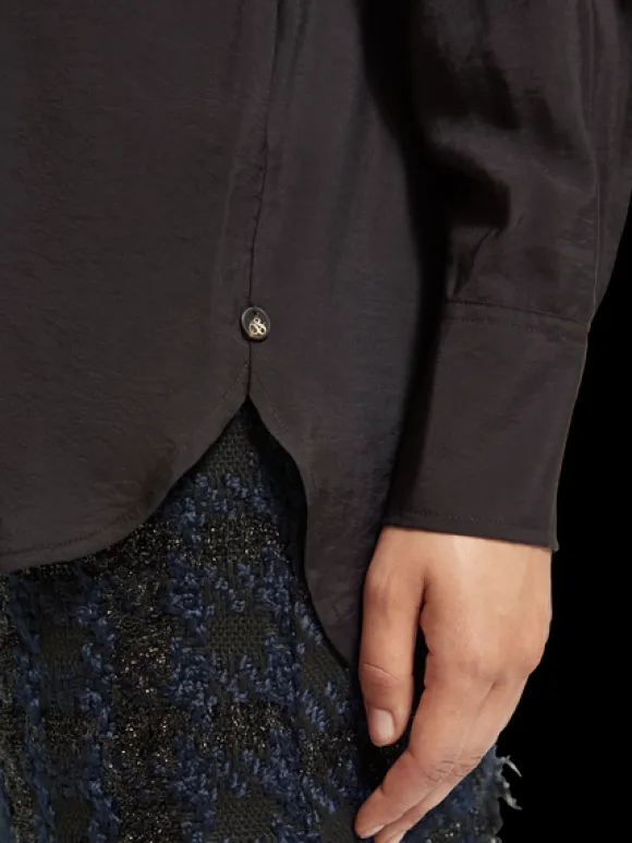 Beaded Collar Relaxed Button Down Shirt