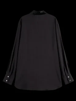 Beaded Collar Relaxed Button Down Shirt