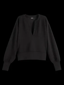 Beaded V-Neck Sweatshirt