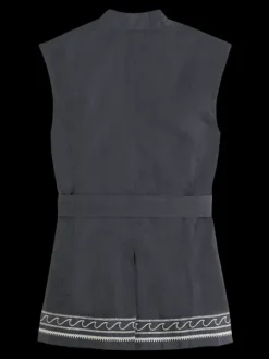 Belted Gilet With Palm Embroidery