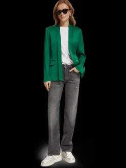 Belted Satin Single Breasted Blazer
