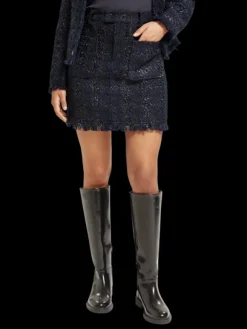 Boucle Tweed Check High Rise Mini Skirt