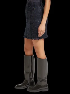 Boucle Tweed Check High Rise Mini Skirt