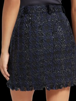 Boucle Tweed Check High Rise Mini Skirt