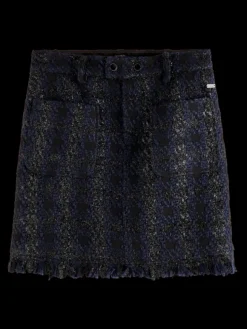 Boucle Tweed Check High Rise Mini Skirt