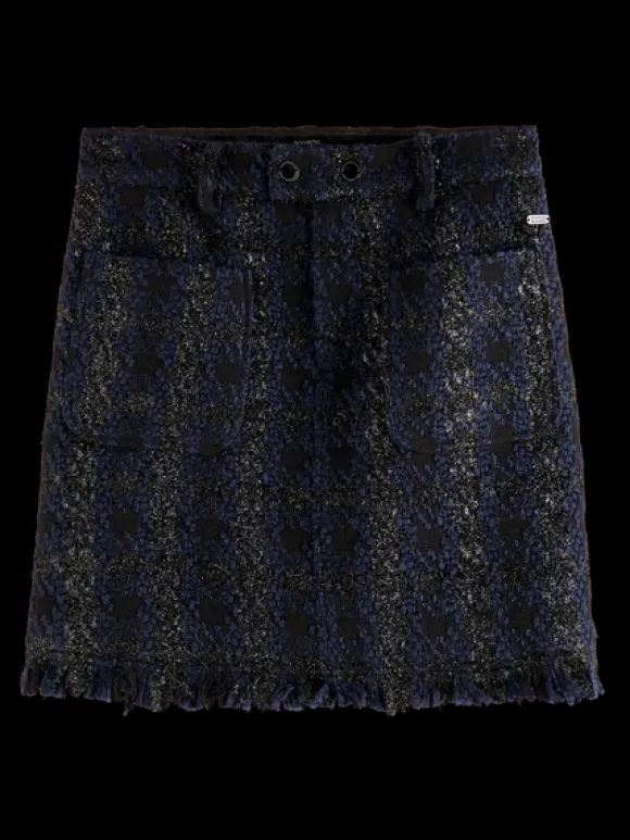 Boucle Tweed Check High Rise Mini Skirt