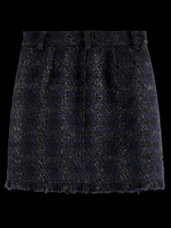 Boucle Tweed Check High Rise Mini Skirt