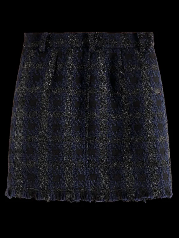 Boucle Tweed Check High Rise Mini Skirt