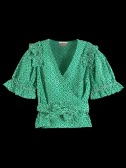 Broderie Anglaise Wrap Top