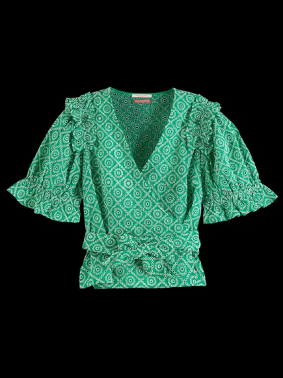 Broderie Anglaise Wrap Top