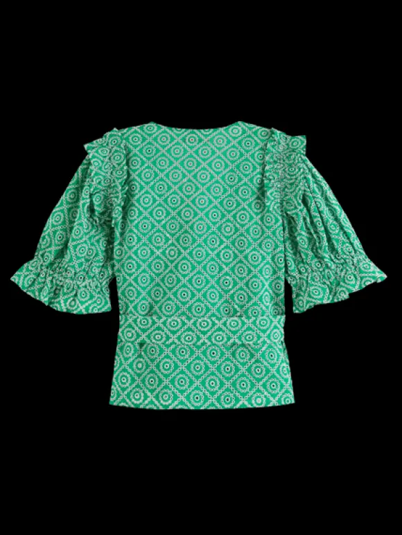 Broderie Anglaise Wrap Top