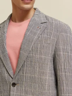 Checked Cotton-Blend Seersucker Blazer