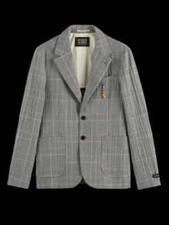 Checked Cotton-Blend Seersucker Blazer