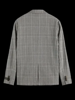 Checked Cotton-Blend Seersucker Blazer