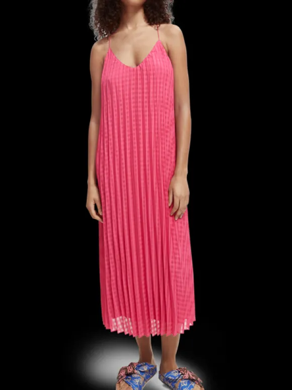 Checked Midi Dress With Pleats