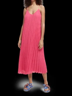 Checked Midi Dress With Pleats