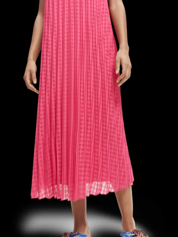 Checked Midi Dress With Pleats