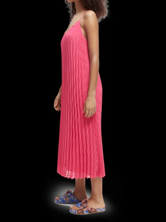Checked Midi Dress With Pleats