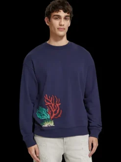 Coral Embroidered Sweatshirt