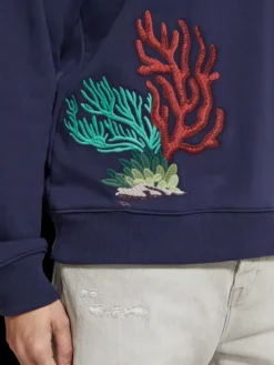 Coral Embroidered Sweatshirt