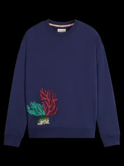 Coral Embroidered Sweatshirt