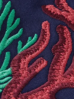 Coral Embroidered Sweatshirt