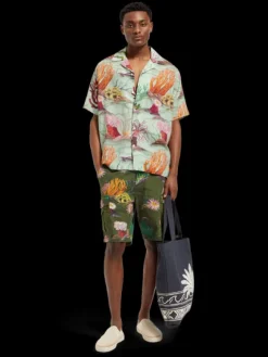 Coral Printed Linen Blend Shirt