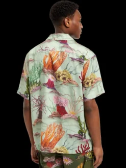 Coral Printed Linen Blend Shirt