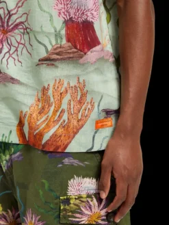 Coral Printed Linen Blend Shirt