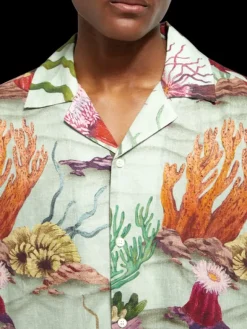 Coral Printed Linen Blend Shirt