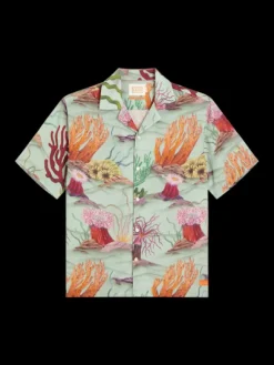 Coral Printed Linen Blend Shirt