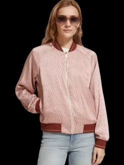 Coral Printed Reversible Bomber Jacket