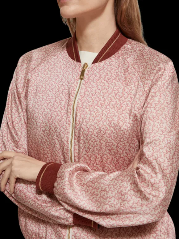 Coral Printed Reversible Bomber Jacket