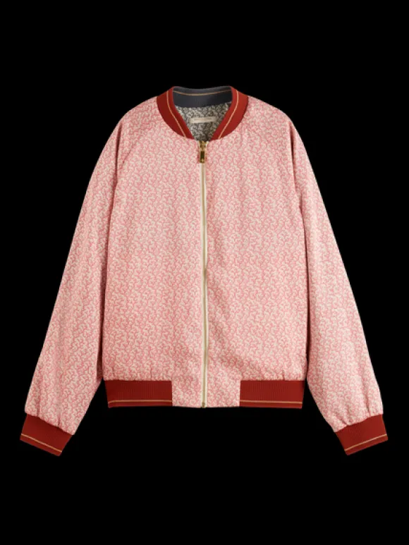 Coral Printed Reversible Bomber Jacket