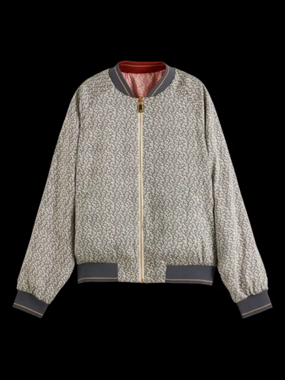 Coral Printed Reversible Bomber Jacket