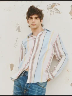 Crinkled Voile Stripe Shirt