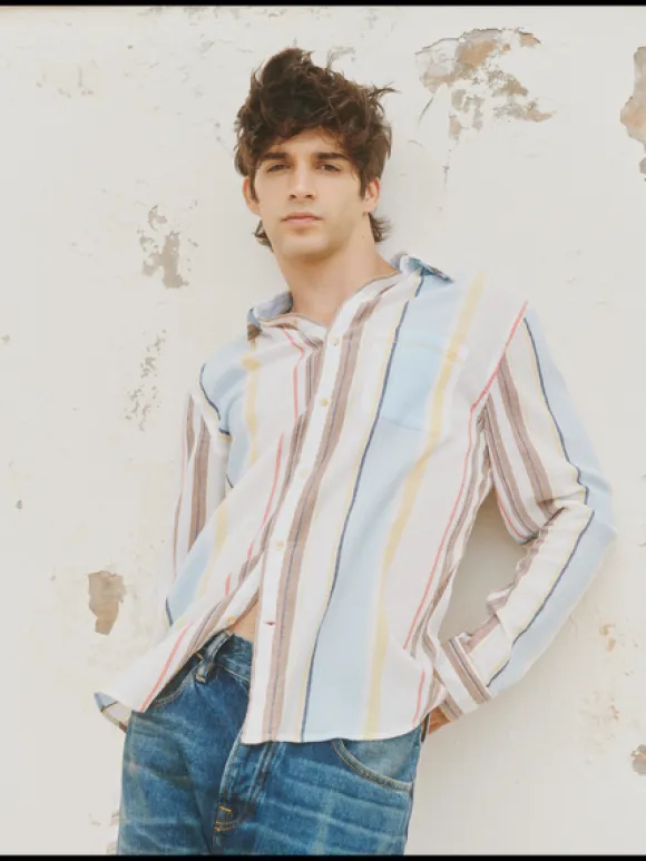 Crinkled Voile Stripe Shirt