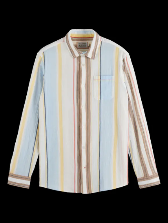 Crinkled Voile Stripe Shirt