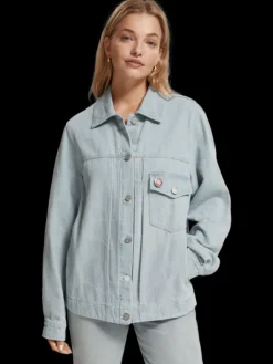 Denim Trucker Jacket | Indigo Waves Jacquard