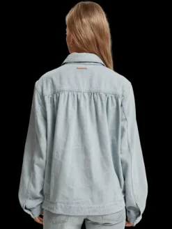 Denim Trucker Jacket | Indigo Waves Jacquard