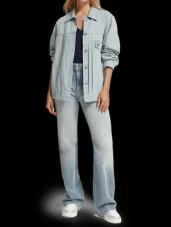 Denim Trucker Jacket | Indigo Waves Jacquard