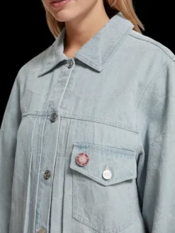 Denim Trucker Jacket | Indigo Waves Jacquard