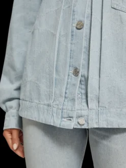 Denim Trucker Jacket | Indigo Waves Jacquard
