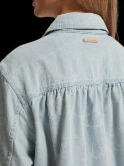 Denim Trucker Jacket | Indigo Waves Jacquard