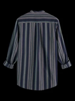 Dobby Striped Standing Collar Shirt