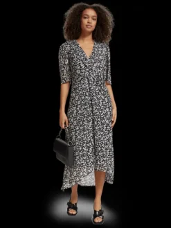Draped Knot Detail Midi Dress